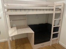 Thuka High Sleeper with Desk & Sofa Bed, Cabin bed with guest bed, white timber