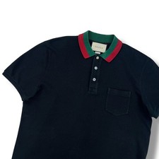 Gucci Web Collar Black Polo Shirt
