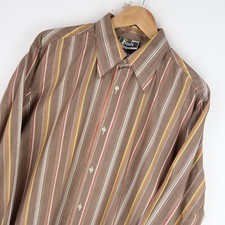 Vintage 70's Striped Dagger Collar Mens Shirt Disco SZ L-XL (V798)