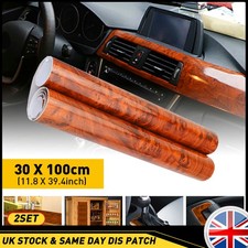 2Pcs Car Interior Wood Grain