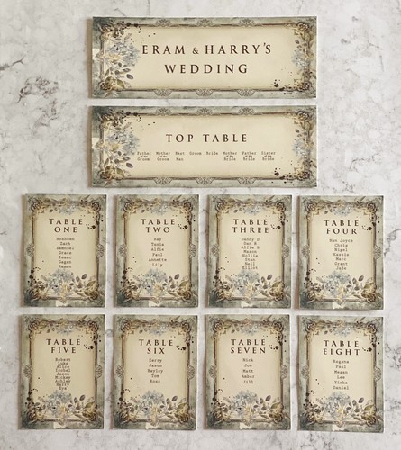 Wedding table plan - table, cards