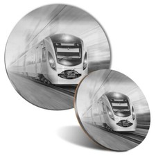 Mouse Mat & Coaster Set - BW - Modern Bullet Train Railway Track  #41101