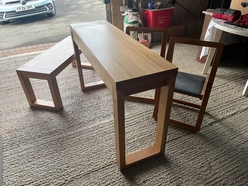 Bench table and two - table,