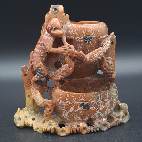 Chinese soapstone brush - soapstone, pot
