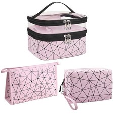 Mikytoper Makeup Bags 3 PCS Double Layer Cosmetic Bag + 2 Make Up Bags for Women