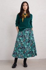 Seasalt Women's Regular Tawny Owl Midi Skirt Winter Camellia Dark Jade