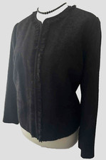 New Eastex Woman's Jacket Blazer 18 Black Textured Long Sleeve Frill Party