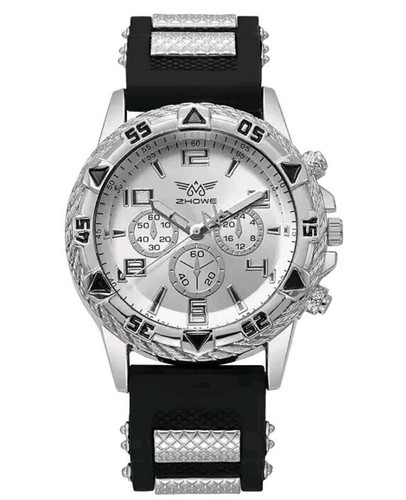 Watch men silver - plated, black