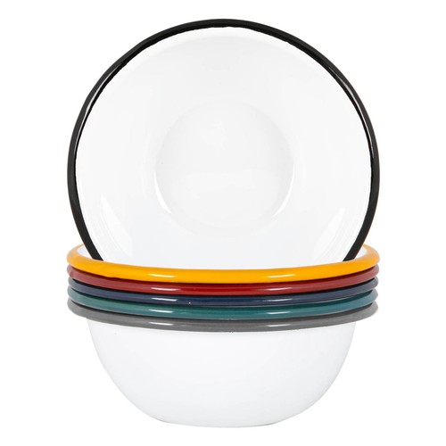 White enamel bowls 16cm 6 - -,