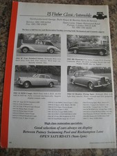 PJ FISCHER CLASSIC AUTOMOBILES CAR STOCK LIST BENTLEY PHANTOM  ADVERT A4 FILE 49
