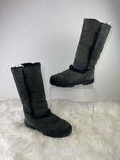 UGG Sundance II 2 Black Suede Tall Sheepskin Winter Boots Women’s Sz 8