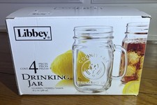 Set of 4 Libbey Country Fair Rooster Drinking Mason Jars Mugs With Handles Pint