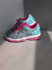 Asis Gel-Kayano 22 Running Shoes Sneakers Womens Size 5 Blue Pink Animal Print