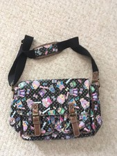 Anna smith owls print satchel crossbody shoulder bag black school VGC