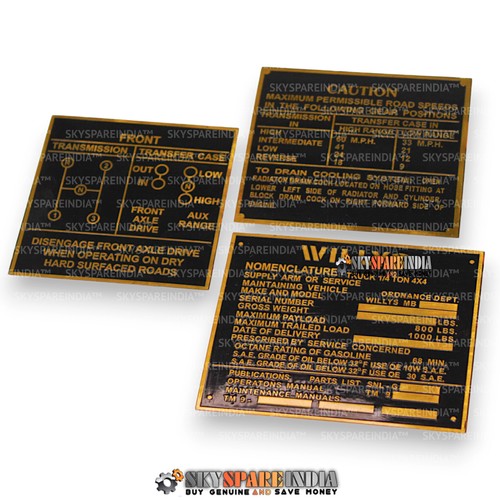 Brass data plate set - plate, 3