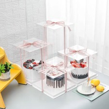 Large Clear PVC Gift Boxes Cake Dessert Packaging Transparent Box Wedding Favors
