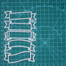 5PCS Banners Tag Label Ribbon Metal Cutting Dies Stencil Scrapbooking Embossing 