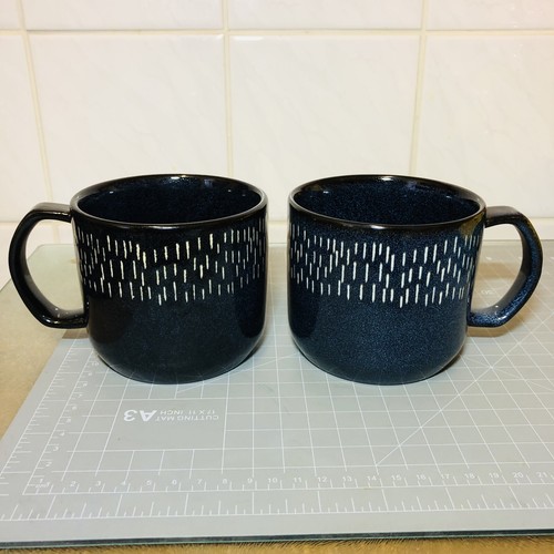 Denby style pair mugs - mugs, blue