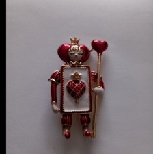  Enamelled knave Of Hearts Playing Card Figure Brooch.