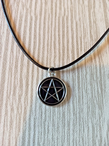 Pentagram necklace black - necklace,