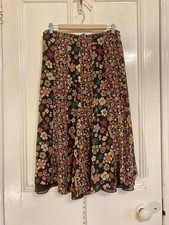 Caroline Charles 100% silk chiffon skirt fits UK 12 - 14 floral midi lined