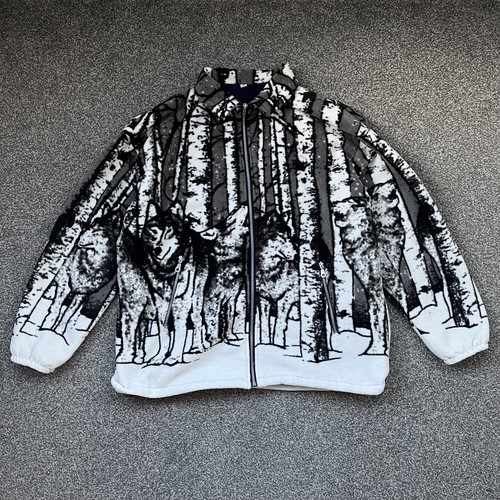 Vintage 90s wolf fleece - 90s,