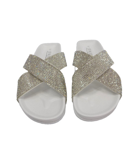 Diamante sandals white flat - sandals, uk