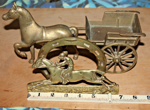 Brass horse cart also - &,