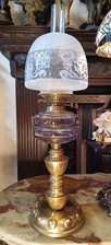 A Rare Large Victorian brass oil lamp  and chimney Etc Circa 1890-1900