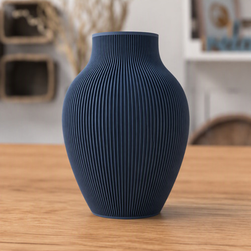 Large japandi ribbed vase - large,