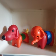 Vintage Tupperware Dog and Elephant Puzzle Plastic Building Tuppertoy Animals