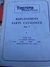 Triumph Motorcycles 1959  Replacement Parts Manual No 7 Tiger Cub A Range Models