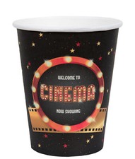 Hollywood Party Paper Cups Movies Cinema Clapboard Lights Drinking Cups x 10