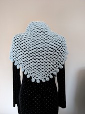 Handmade Crochet duck Egg Colour Shawl Wrap With Edging.