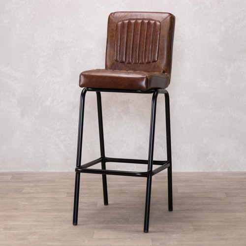 Chestnut leather bar - leather, stool
