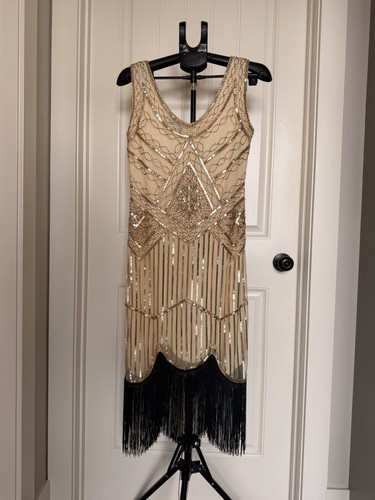 Fundaisy gold beaded flapper - beaded,