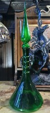 Fabulous Empoli Mid Century Italian Emerald Green Ships Decanter Bottle 60s 70s 