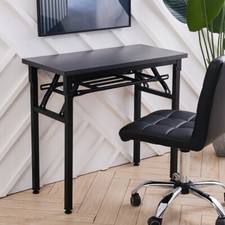 Large Folding Computer Desk No-Assembly Study Desk Home Office Writing Table UK