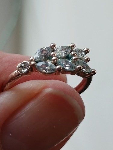 Vintage gold tone blue leaf - tone,