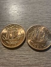 1965 uncirculated half penny coins X2