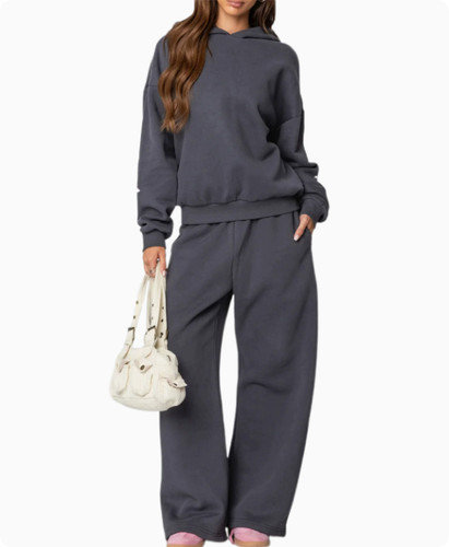 Women 2pcs tracksuit crew - crew, neck