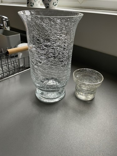 Crackle glass hurricane - m,