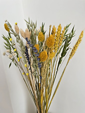 Dried Flower Spring Meadow stem  collection green, yellow, blue 60pcs, 33-50cms