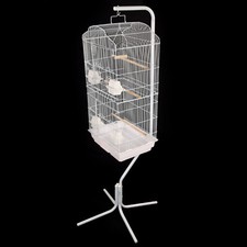 Metal Bird Cage with 167cm Stand in Black or White Strong Steel Frame and Base