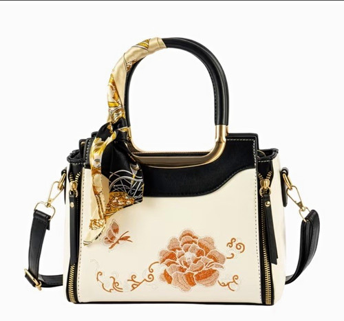 Black white floral - white,