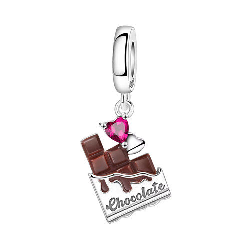 Chocolate bar charm bead - chocolate,
