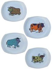 Beefeater Set of Four Vintage English Ironstone Beefeater Plates Mixed Patterns