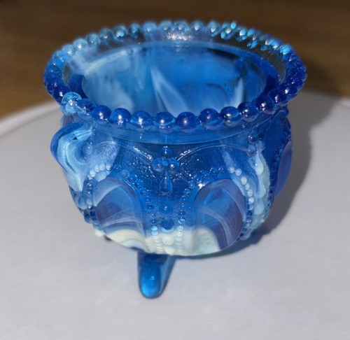Vintage blue slag glass - blue,