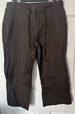 Brown Linen Crop Trousers Size
