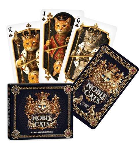 Noble cats playing cards - noble,